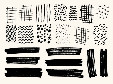 Trendy abstract hand drawn doodle template, vector background. Social media template design elements.