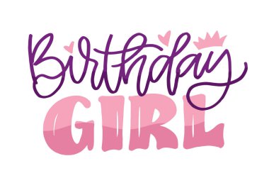 Doğum günü etiketi. Güzel el çizimi karalama alıntısı. Tişört tasarımı, kupa baskısı, çanta baskısı, kıyafet modası. % 100 elle çizilmiş vektör resmi.