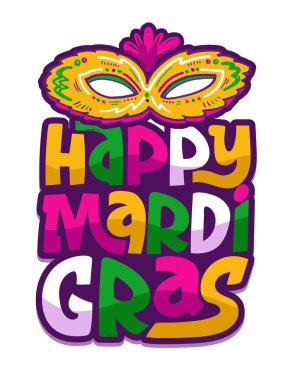 Mardi Gras - el çizimi karalama harfleri alıntısı. Tişört tasarımı, kupa baskısı, çanta baskısı, kıyafet modası. % 100 elle çizilmiş vektör resmi.