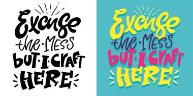 Craft 'la ilgili komik el karalama harfleri. Tişört tasarımı, kupa baskısı, çanta baskısı, kıyafet modası. % 100 elle çizilmiş vektör resmi.