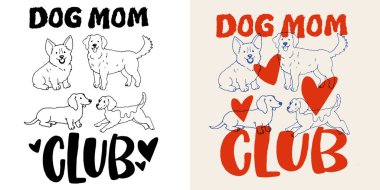 Evcil hayvan severlerle ilgili komik el karalamaları. Tişört tasarımı, kupa baskısı, çanta baskısı, kıyafet modası. % 100 elle çizilmiş vektör resmi.