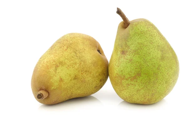 Two fresh "doyenne de comice" pears — Stock Photo, Image