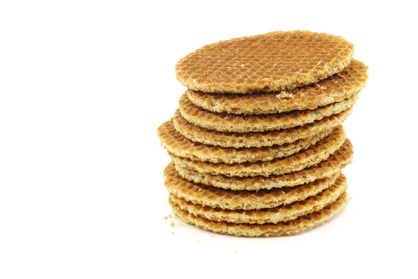 Stacked Dutch waffles called a stroopwafel — Stock Photo, Image