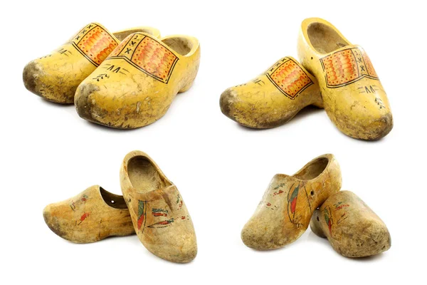 Traditionelle Holländische Holzschuhe Auf Weißem Hintergrund — Stockfoto