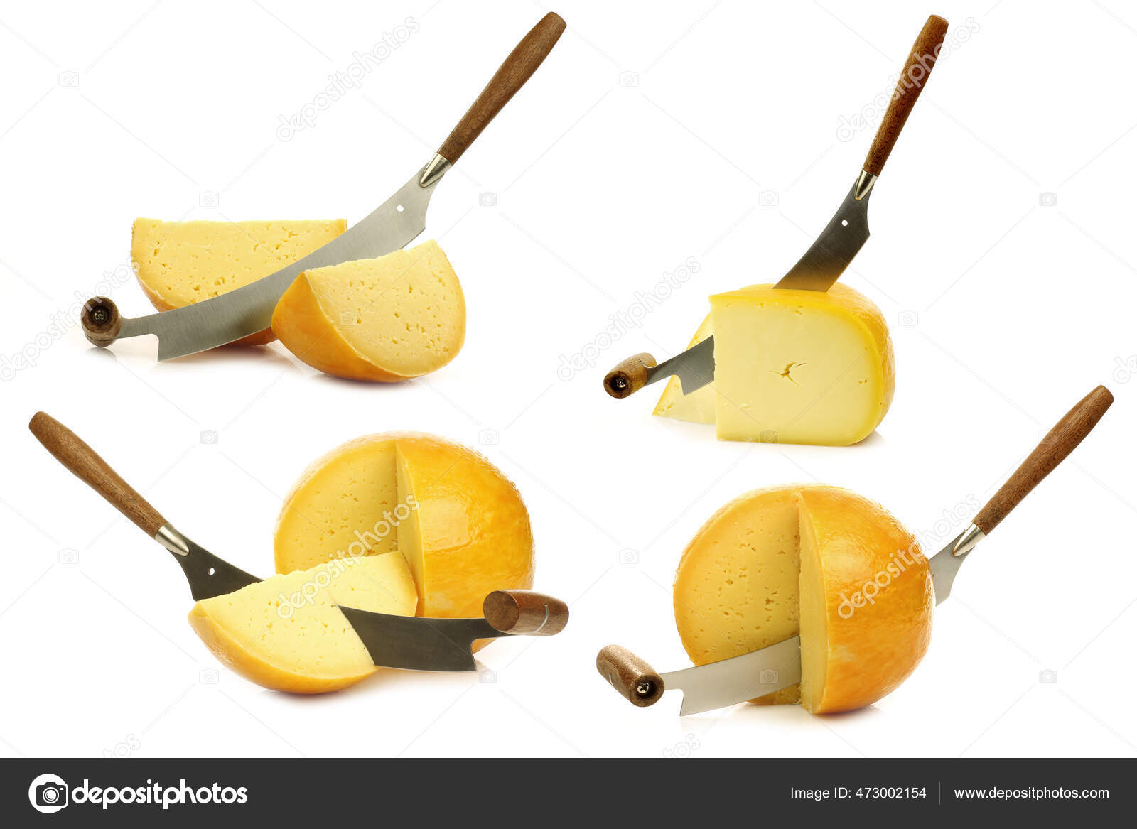 Traditional Gouda Edam Cheese Pieces Cheese Cutter Cutting Board Stock