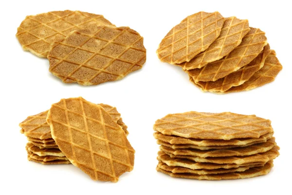 Waffle Olandesi Appena Sfornati Sfondo Bianco — Foto Stock