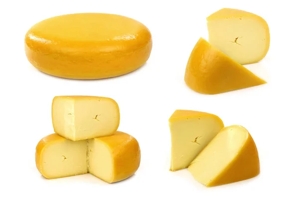 Goudse Kaas Gouda Kaas Een Witte Achtergrond — Stockfoto