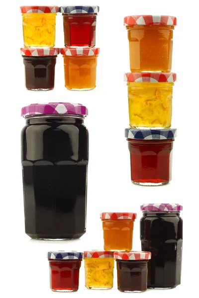 Bocaux Verre Avec Confiture Assortie Marmelade Avec Place Pour Votre — Photo