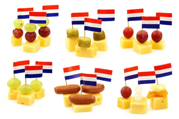 Голландские Сырные Закуски Белом Фоне — стоковое фото