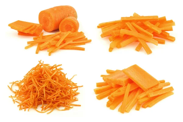 Winter Carrot Cut Slices Julienne White Background — Stock Photo, Image