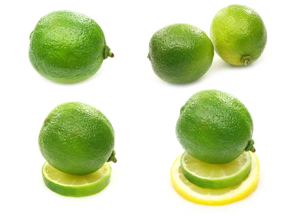 Fruits Chaux Certains Sur Dessus Une Tranche Citron Vert Citron — Photo