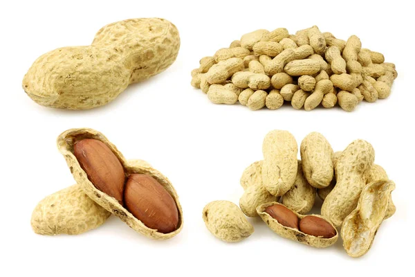 Bunch Roasted Peanuts White Background — Stock Photo, Image