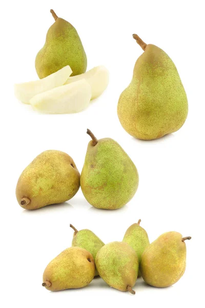 Fresh Doyenne Comice Pears Cut One White Background — Stock Photo, Image