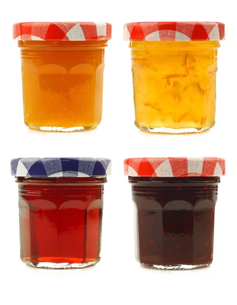 Glass Jars Assorted Jam Marmalade Room Your Label Text Images — Stock Photo, Image