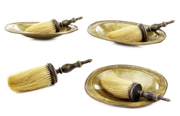 Shaving Brushes Old Shaving Dishes White Background — Stock Photo, Image