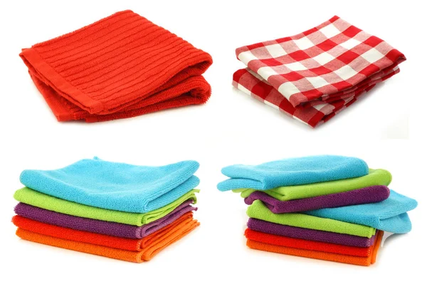 Ściereczki Czyszczenia Mikrofibry Ręczniki Kuchenne Białym Tle — Zdjęcie stockowe
