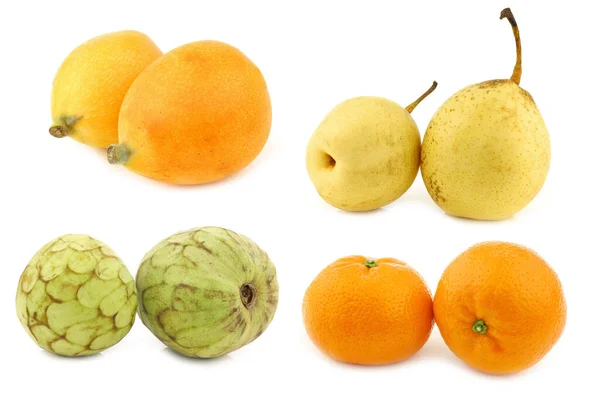 Auswahl Tropischer Früchte Auf Weißem Hintergrund — Stockfoto