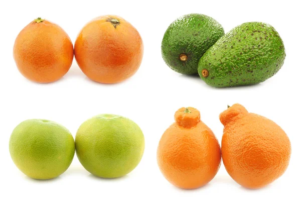 Várias Frutas Tropicais Fundo Branco — Fotografia de Stock
