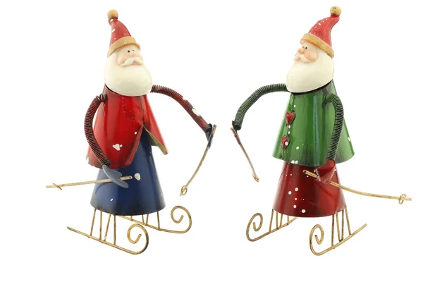 Antiguas figuras de Santa Claus de metal vintage en un trineo — Foto de Stock