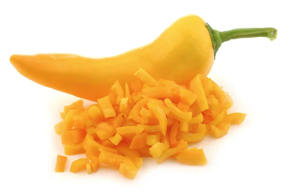 Dos pimientos dulces amarillos frescos (capsicum ) — Foto de Stock