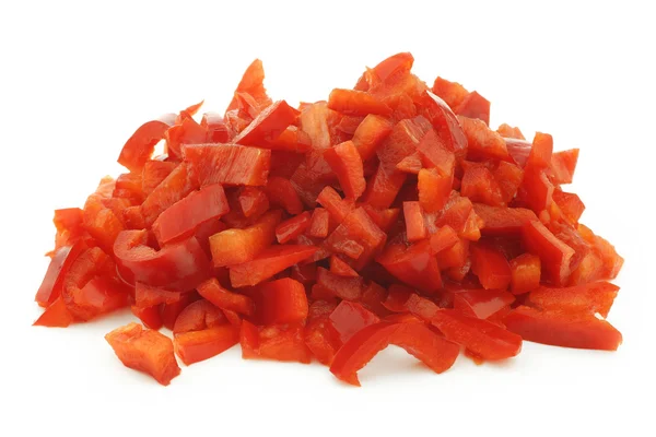 Corte pedaços de pimenta vermelha doce (capsicum ) — Fotografia de Stock