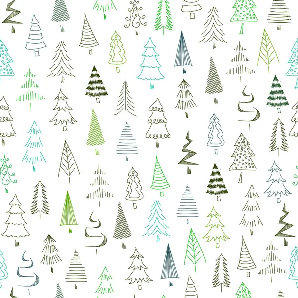 Met de hand geschilderde kerstbomen naadloze textuur. Abstracte kleurrijke dennenboom. Kerstbomen. Rechtenvrije Stockvectors