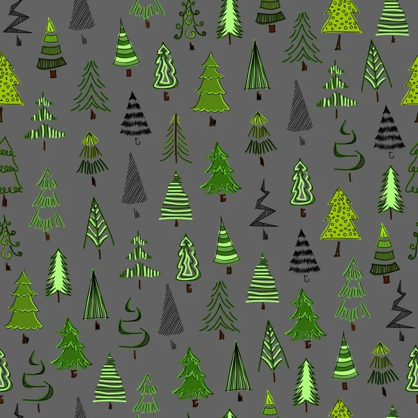 Met Hand Geschilderde Kerstbomen Naadloze Textuur Abstracte Kleurrijke Dennenboom Stockvector