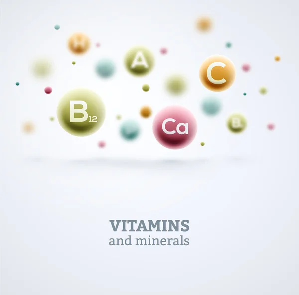 Vitamins and minerals background — Stock Vector