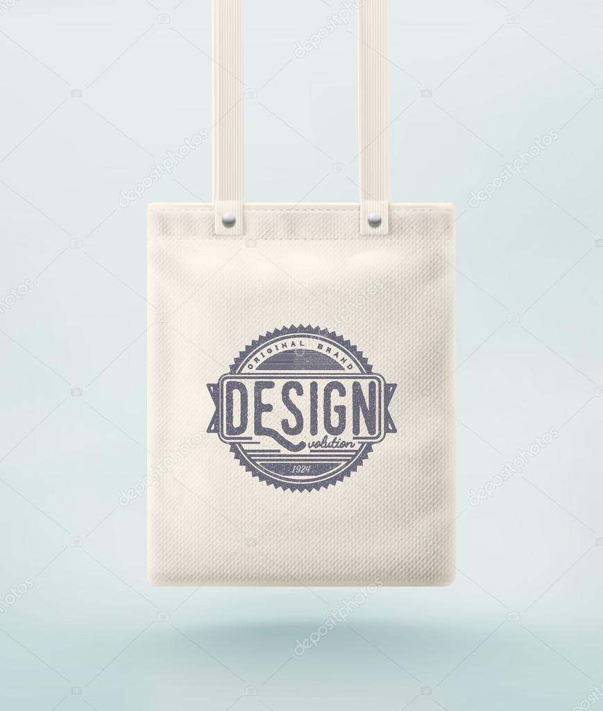 Tote bag for design on blue background, eps 10