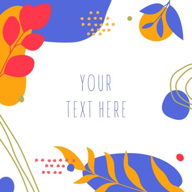 El çizimi soyut arkaplan. Çeşitli şekiller ve karalama nesneleri. Metin için kopyalama alanı olan basit modern moda arka plan şablonu. Sosyal medya hikayeleri ve yaratıcı vektör illüstrasyonları.