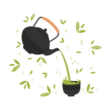 Kibrit çay kümesi vektör illüstrasyonu. 