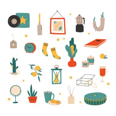 Hygge dekorları. Kış tatili dekorasyon seti.