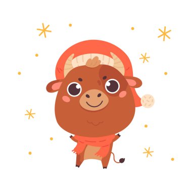 Beyaz arka planda şirin bir öküz.