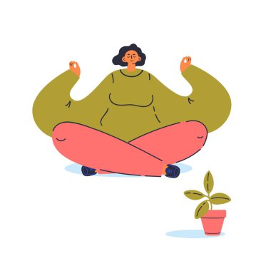 Genç bir kadın meditasyon yapıyor.. 