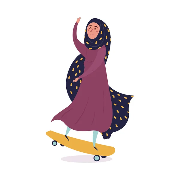 हिजब स्केट्स मध्ये मुस्लिम स्त्री — स्टॉक व्हेक्टर