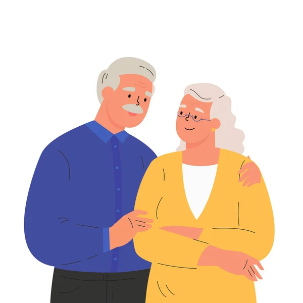 Feliz anciano abrazando a su esposa — Vector de stock