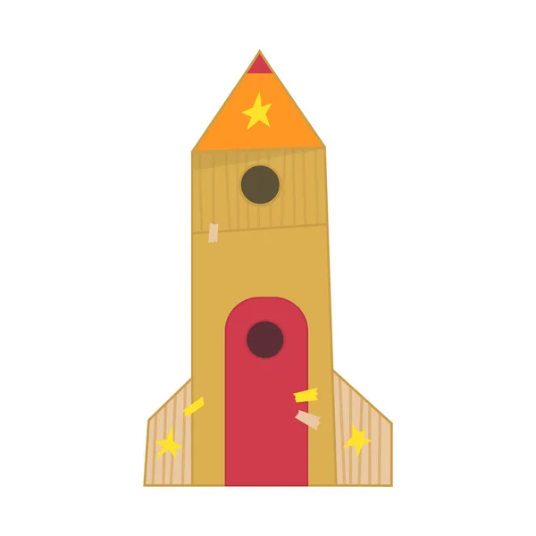 Hand made cardboard rocket. — Stock Vector