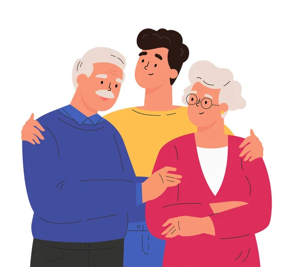 Ritratto di famiglia felice che si abbraccia. — Vettoriale Stock