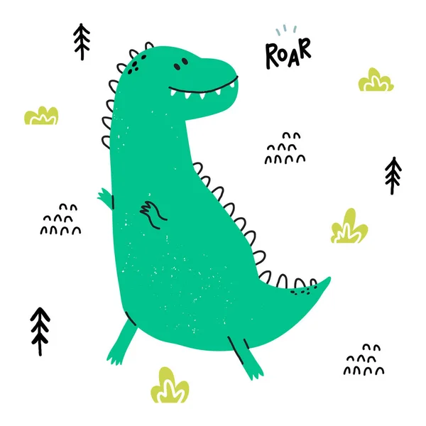 Dino T Rex in cartoon scandinavian style. — Stock Vector