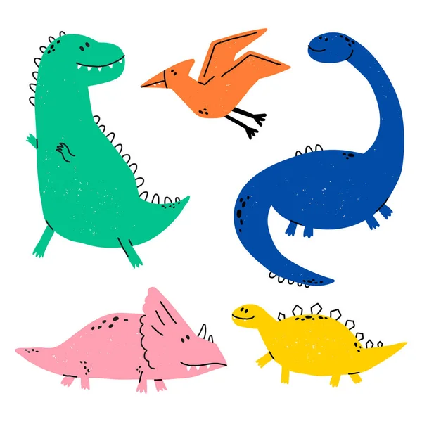 Dinosaurs set in cartoon scandinavian style. — Stock Vector