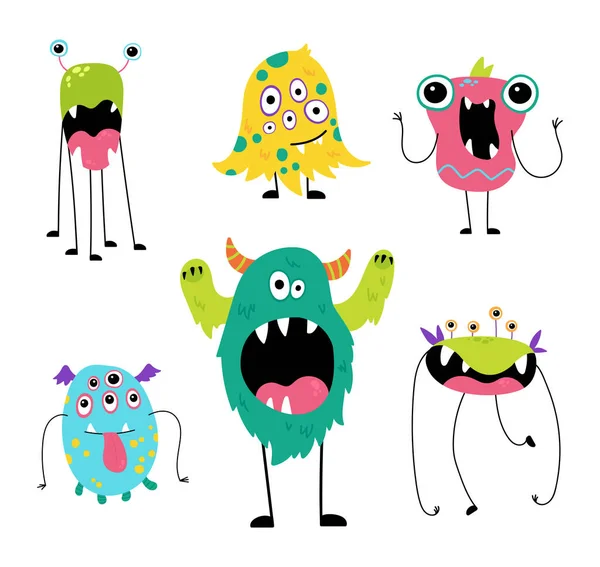 Set of cute monsters isolated on white background — Stock Vector