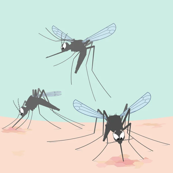 Enjambre Mosquitos Transfieren Enfermedades Potencialmente Mortales — Vector de stock