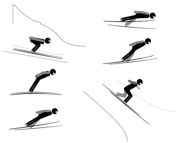 Άλμα με σκι - σύνολο εικονόγραμμα — Διανυσματικό Αρχείο