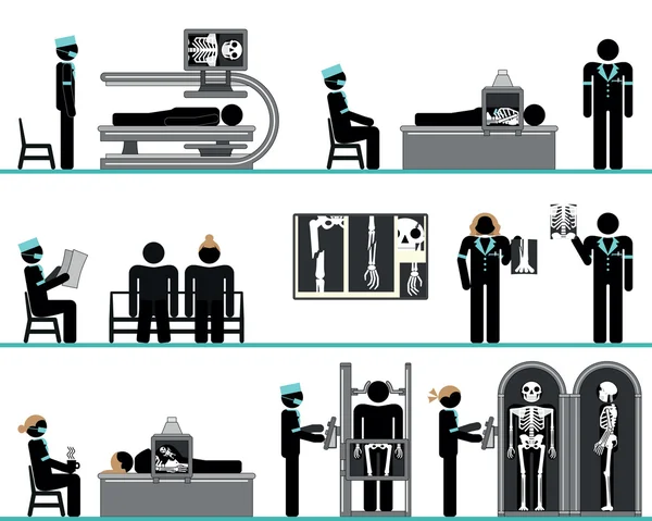 Pictogram set of radiology department — Stock Vector