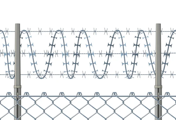 Highly detailed prison or refugee camp fence — Stock Vector