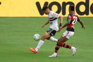 Rio, Brezilya - Kasım 01, 2020: Brenner ve Bruno Henrique Maracana Stadyumu 'nda Brezilya Şampiyonası' nda oynanan Flamengo 1 ile 4.