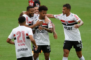 Rio, Brezilya - Kasım 01, 2020: Maracana Stadyumu 'nda Brezilya Şampiyonası' nda Flamengo 1 ve 4 Sao Paulo arasında oynanan maçta Tche Tche player