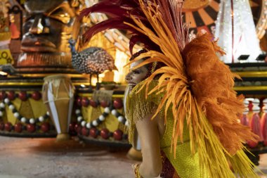 Rio, Brezilya - 23 Şubat 2020: Samba okulu Grande Rio 'nun Marques de Sapucai Sambodromo' da geçit töreni