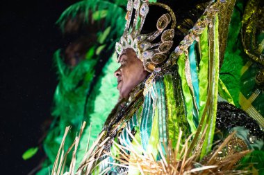 Rio, Brezilya - 22 Şubat 2020: Samba Okulu Akademicos de Santa Cruz, Marques de Sapucai Sambodromo 'da geçit töreni