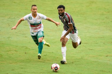 Rio, Brezilya - Mart 07, 2021: Caio Vinicius Maracana Stadyumu 'nda Carioca Şampiyonası' nda Fluminense vPortuguesa arasında maç yaptı